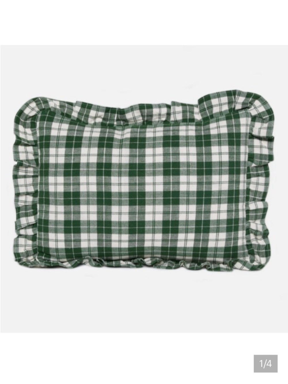 New Heather Taylor Harbor Plaid Ruffled Pillow Hunter Green 12x16 Cottagecore